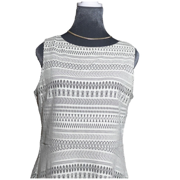 Banana Republic Womens Jacquard Knit Dress Sz 12P Ivory Black Cotton Blend - Picture 6 of 11